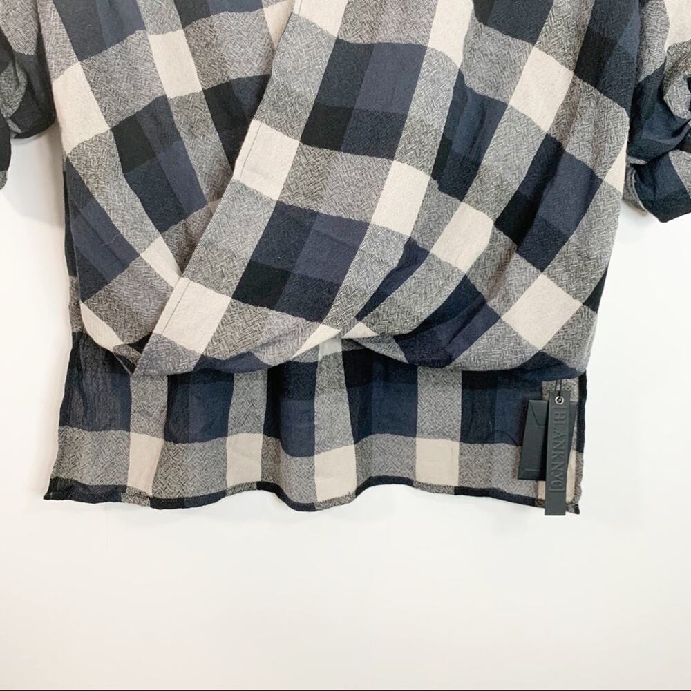 BlankNYC Blue and Tan Drape Twist Front Plaid Tunic S NWT - Picture 5 of 14